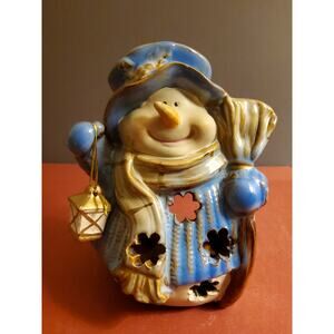 Jolly Snowman Ceramic Tealight Candle Holder
